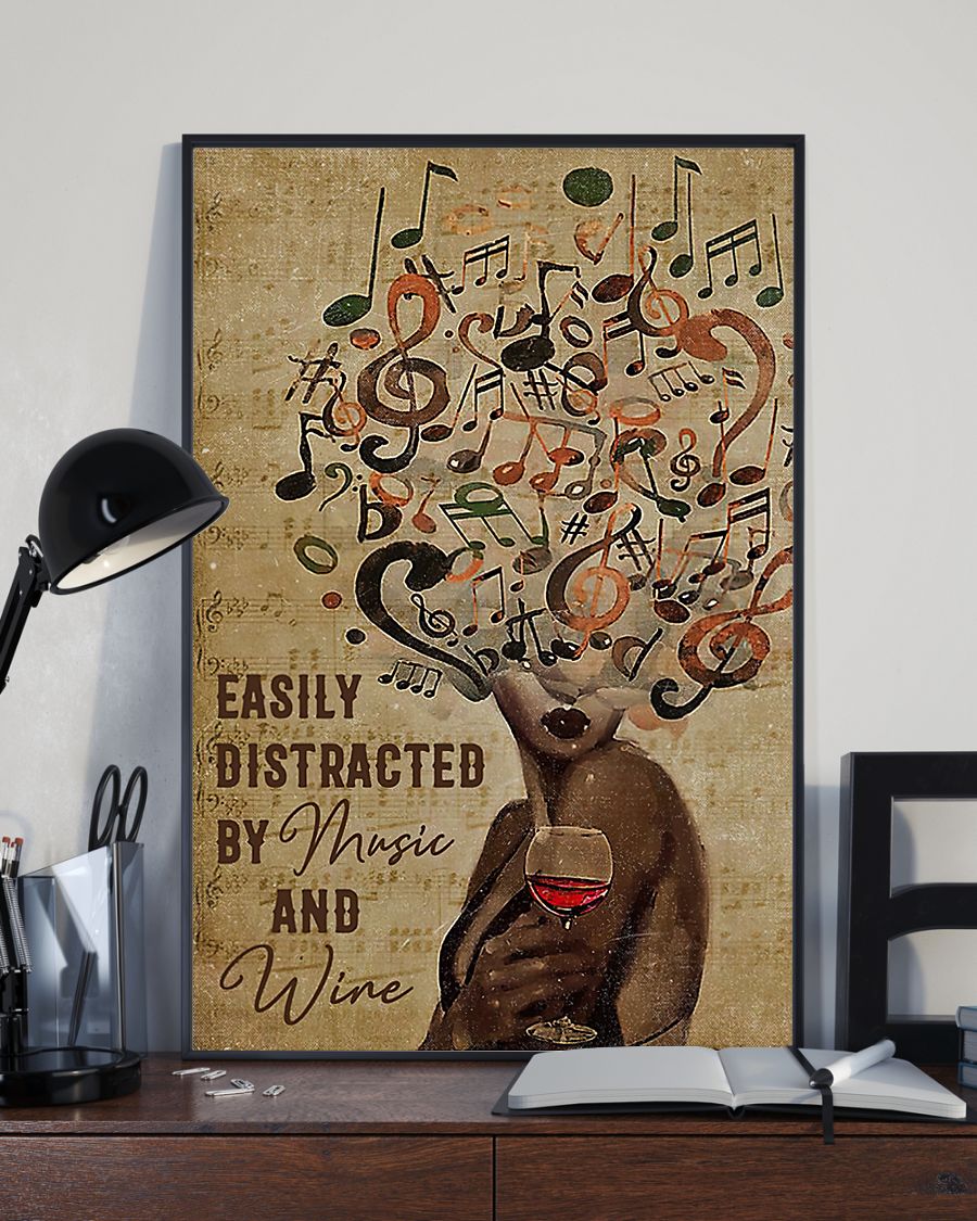Black Woman Easily Distracted By Music And Wine Poster3