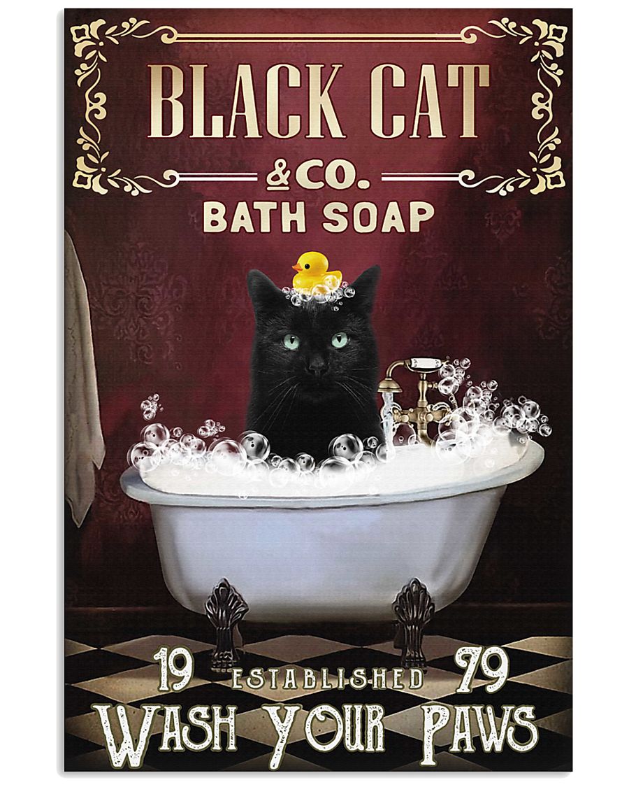 Cat Bath Soap Wash Your Paws Poster