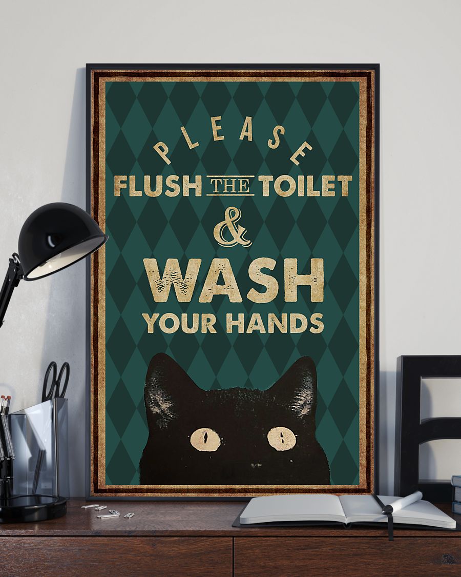 Cat Halloween Please Flush the Toilet Poster