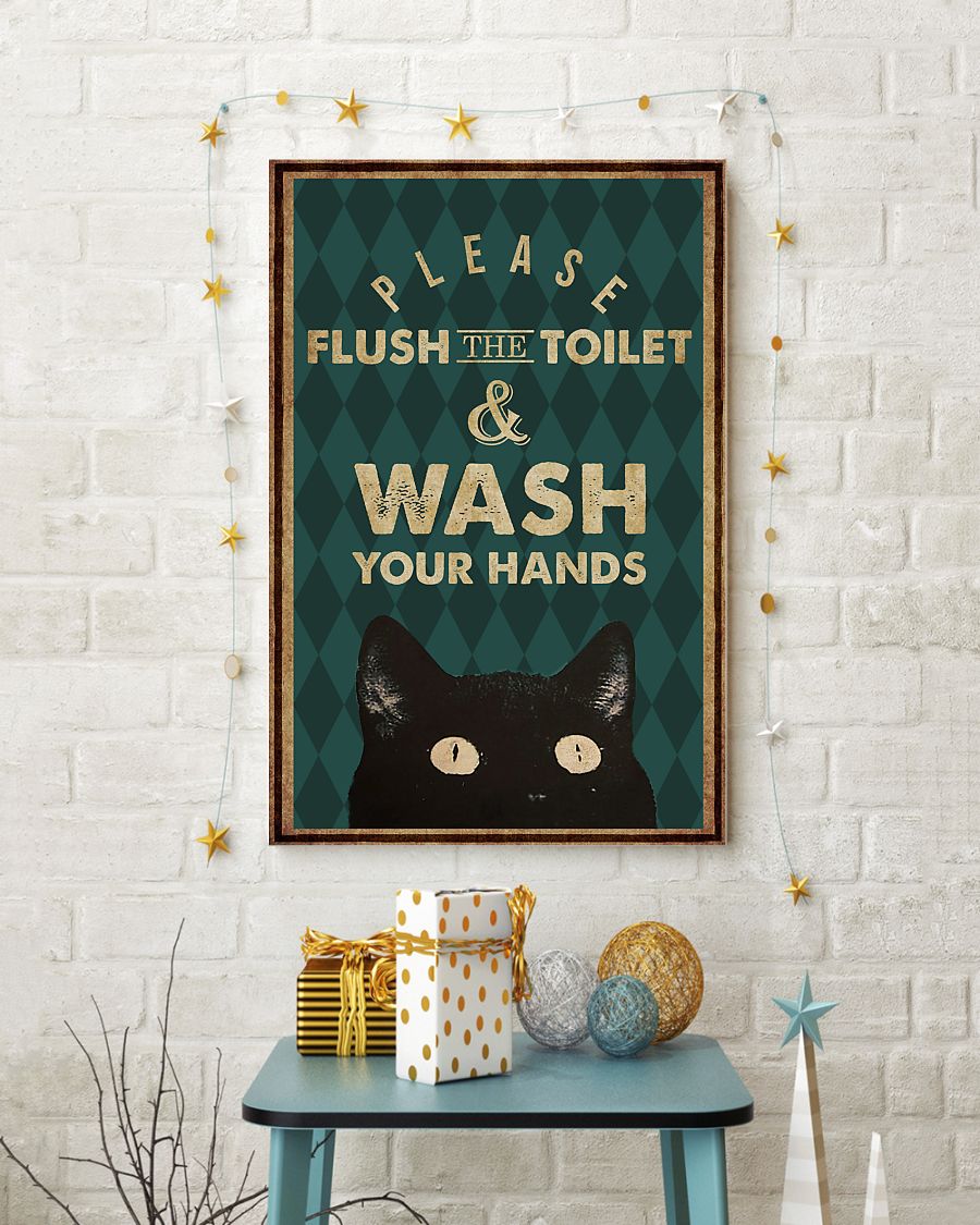 Cat Halloween Please Flush the Toilet Poster