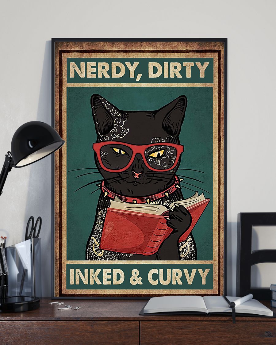 Cat Nerdy Dirty Inked Curvy Poster