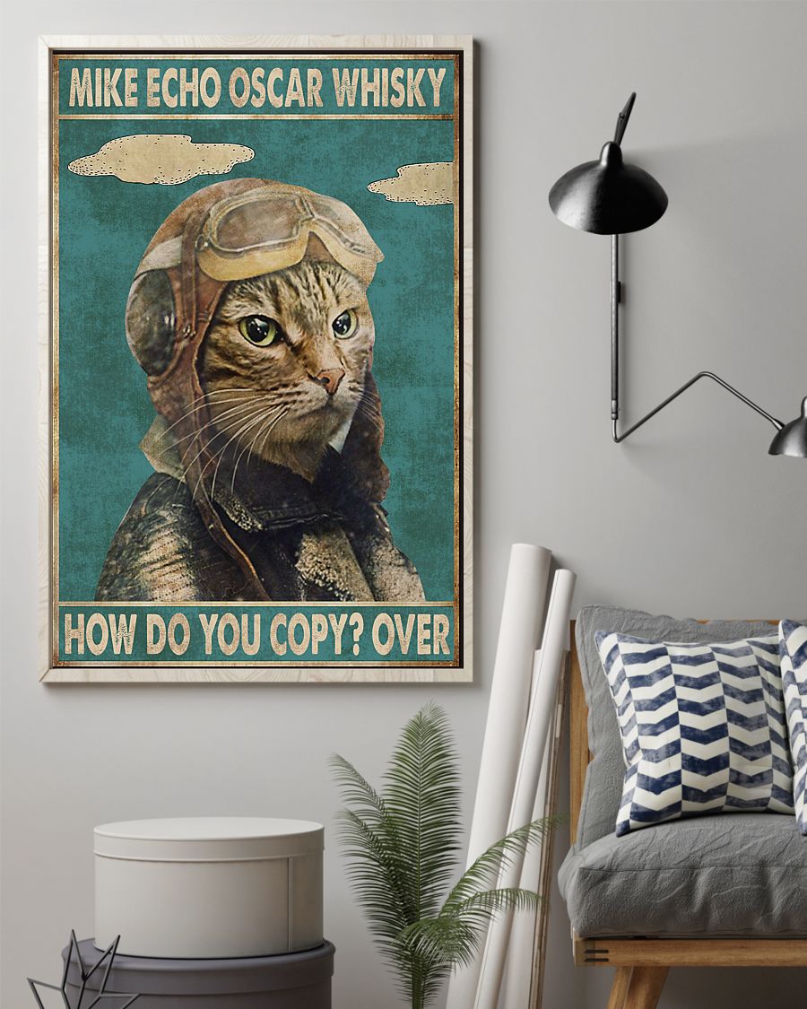 Cat Pilot Mike Echo Oscar Whisky Poster