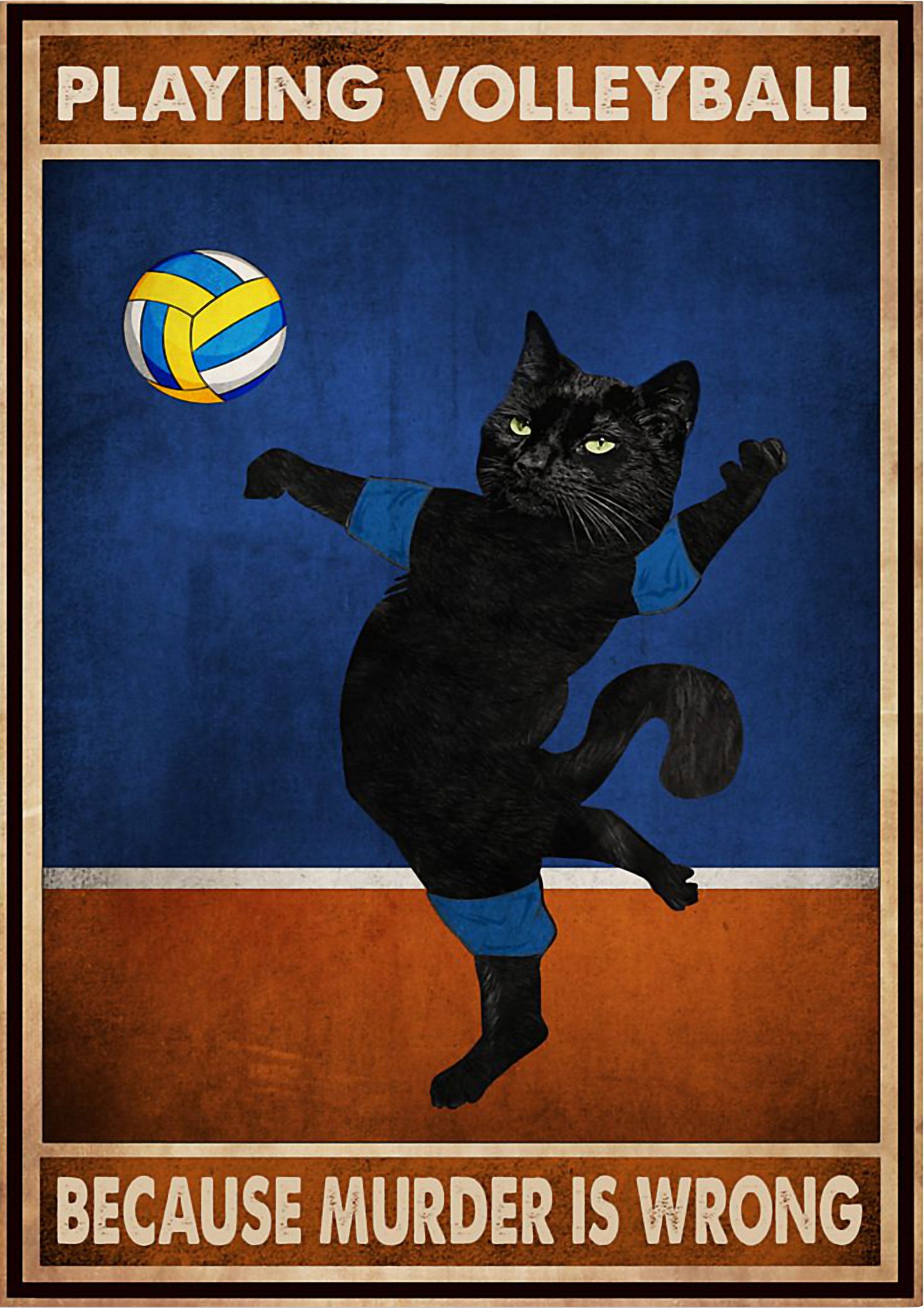 Cat Playing volleyball because murder is wrong poster