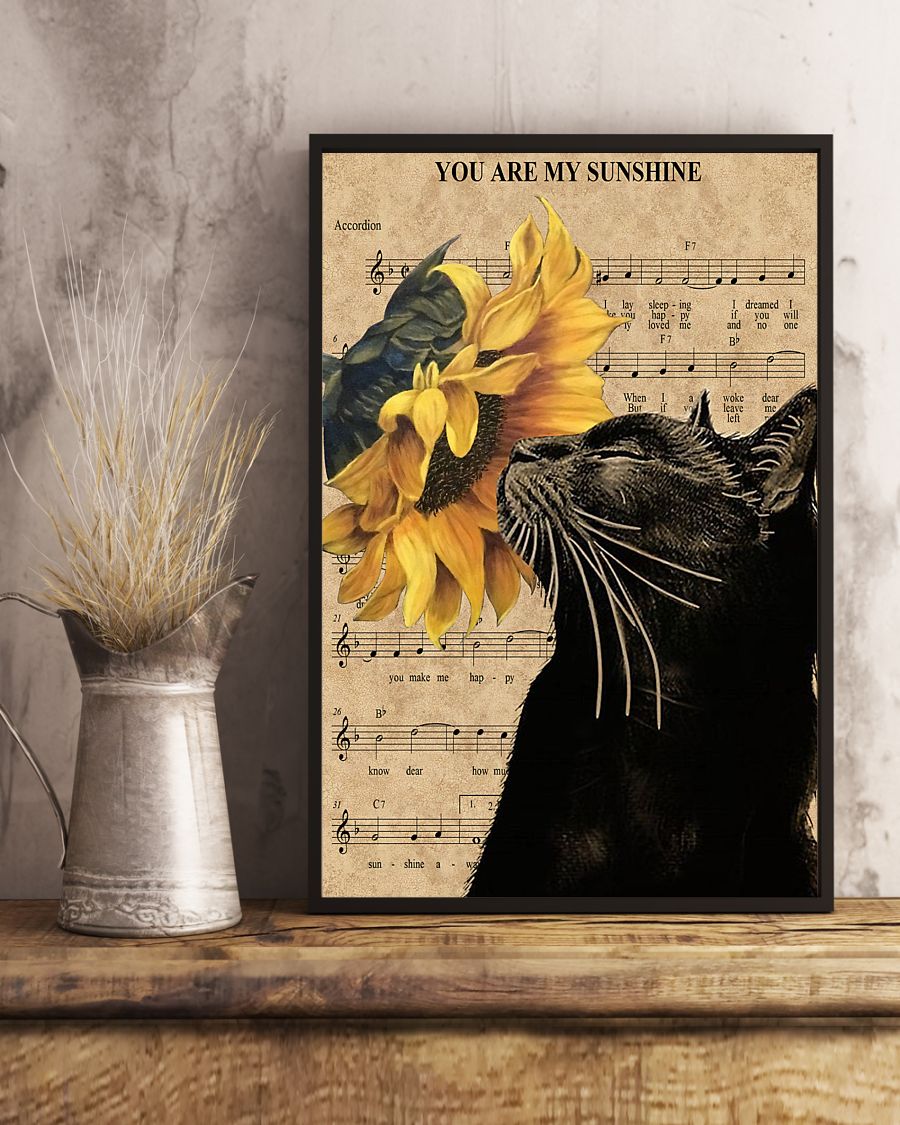 Cat and Sunflower You Are My Sunshine Poster