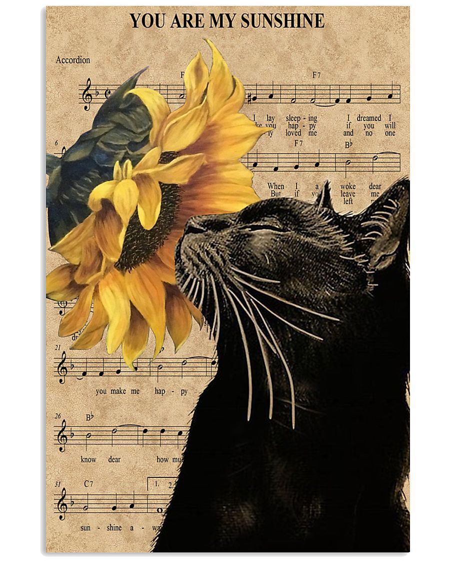 Cat and Sunflower You Are My Sunshine Poster