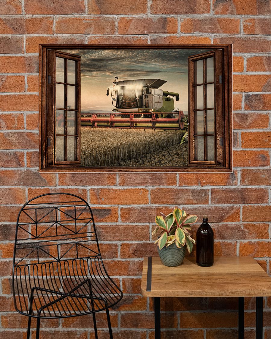 Combine Harvester Window View Posterc