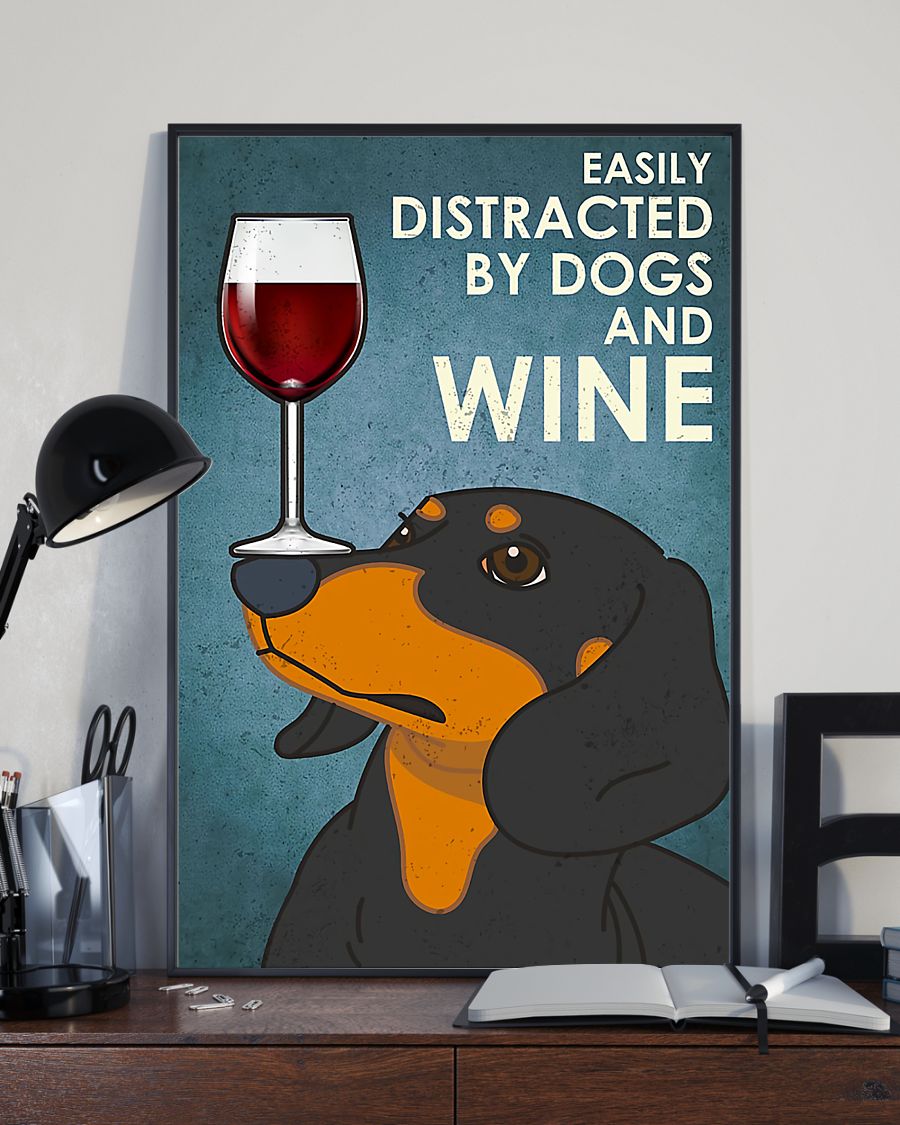 Dog Dachshund And Wine Poster