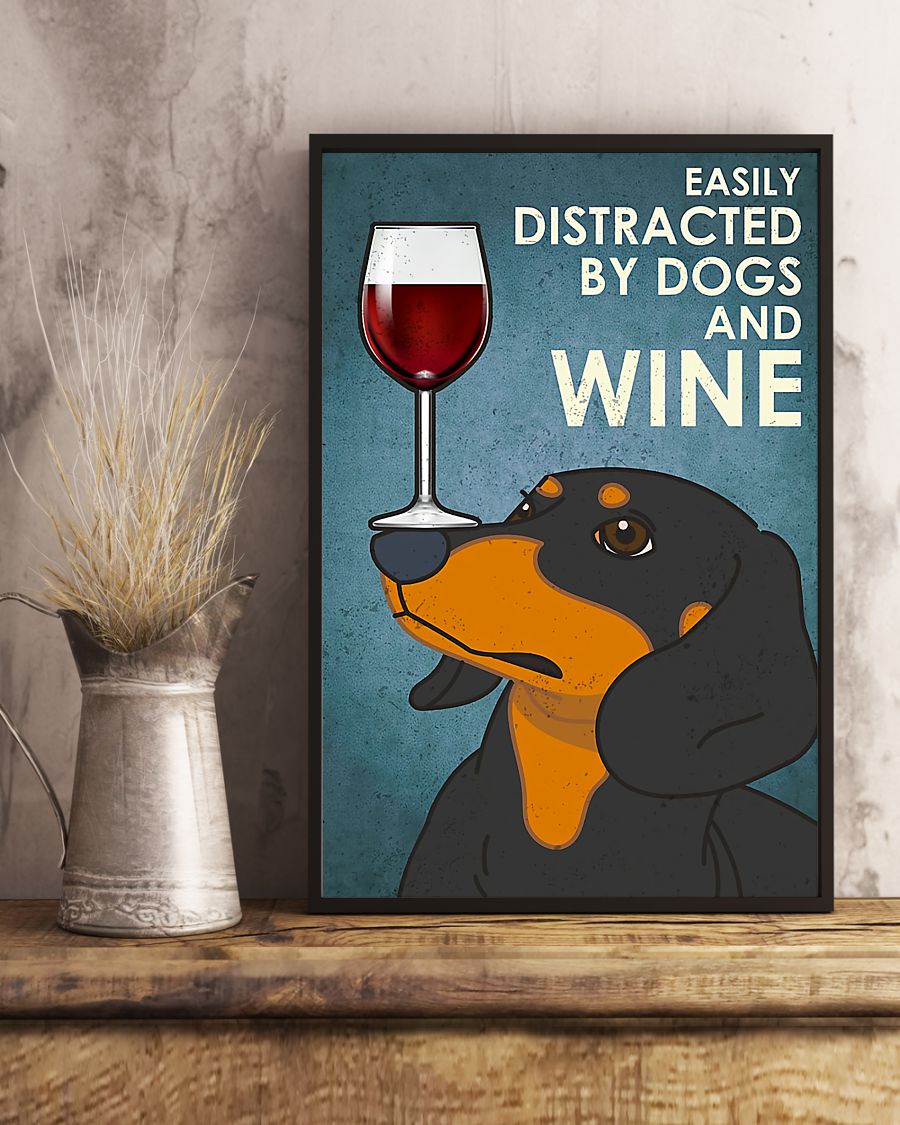 Dog Dachshund And Wine Poster