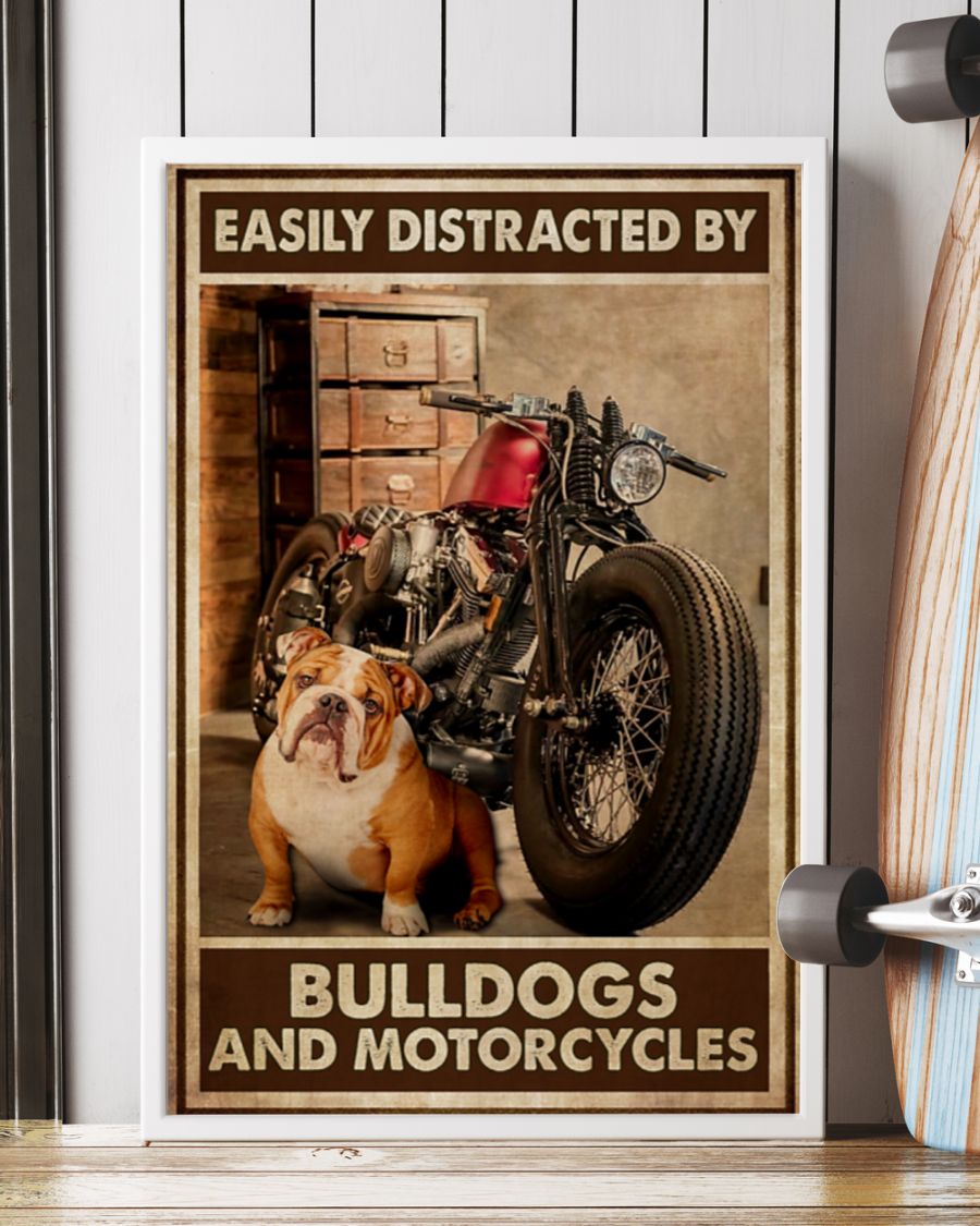 Easily Distracted By Bulldogs And Motorcycles Posterx