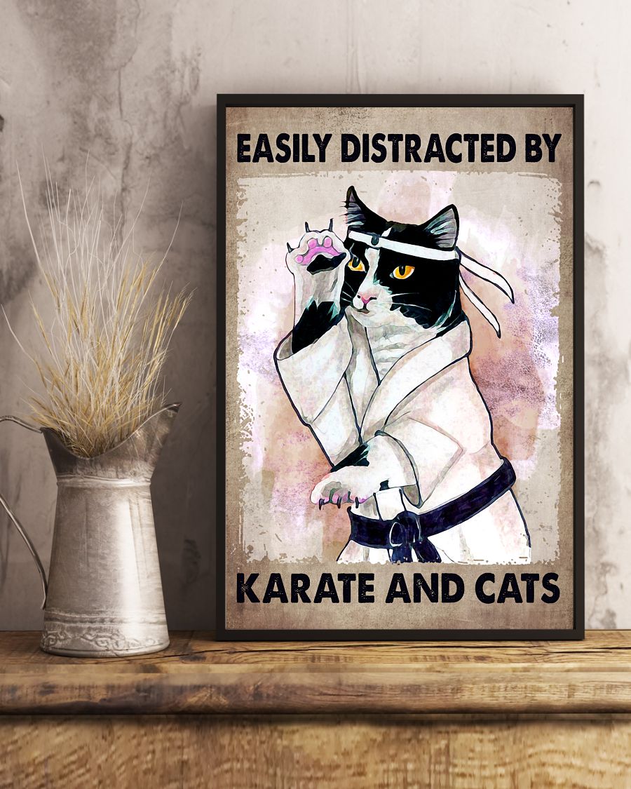 Easily Distracted By Karate And Cats Posterc