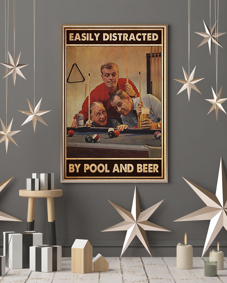 Easily Distracted By Pool And Beer Poster