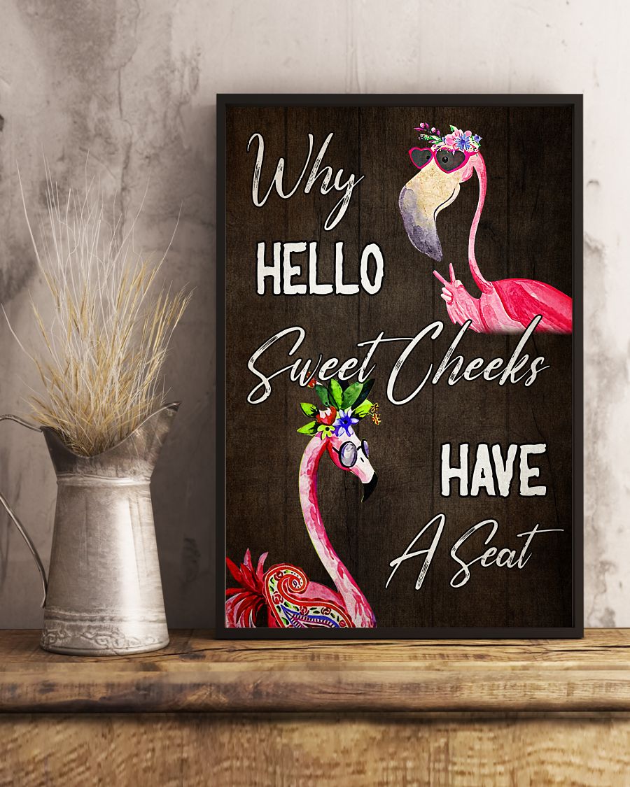 Flamingo Why hello Sweet Cheeks Have A Seat Toilet Posterx