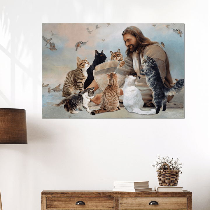 God Surrounded By Cats Angels Posterx