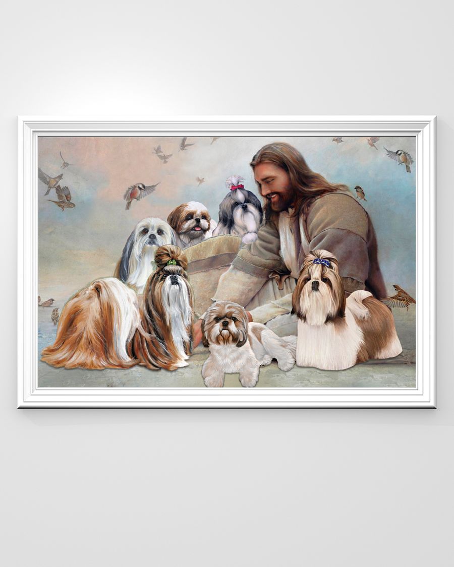 God Surrounded By Shih Tzu Angel Poster x