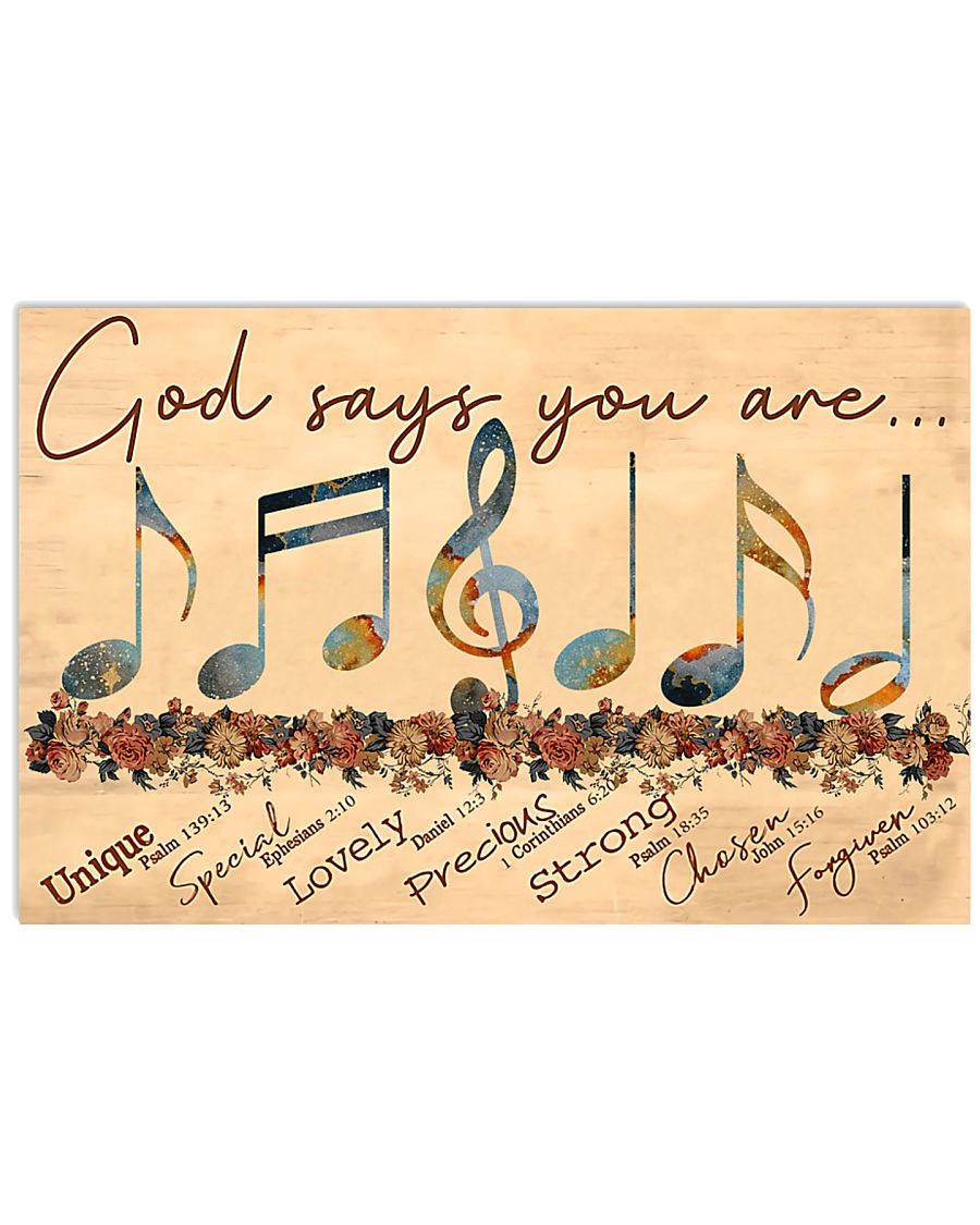 God says you are unique special lovely precious strong chosen capable forgiven Music poster