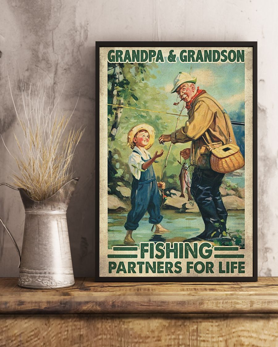 Grandpa And Grandson Fishing Partners For Life Poster