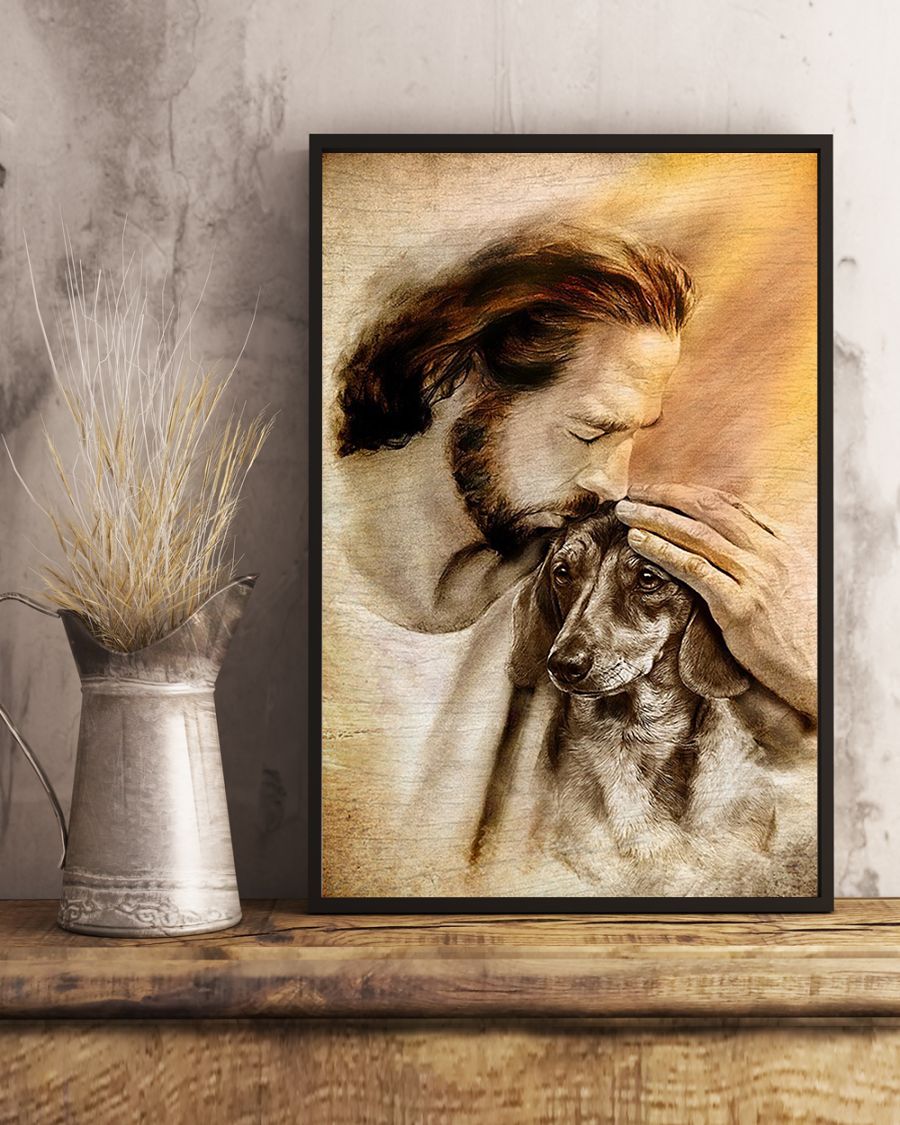 Jesus With Lovely Dachshund Posterc