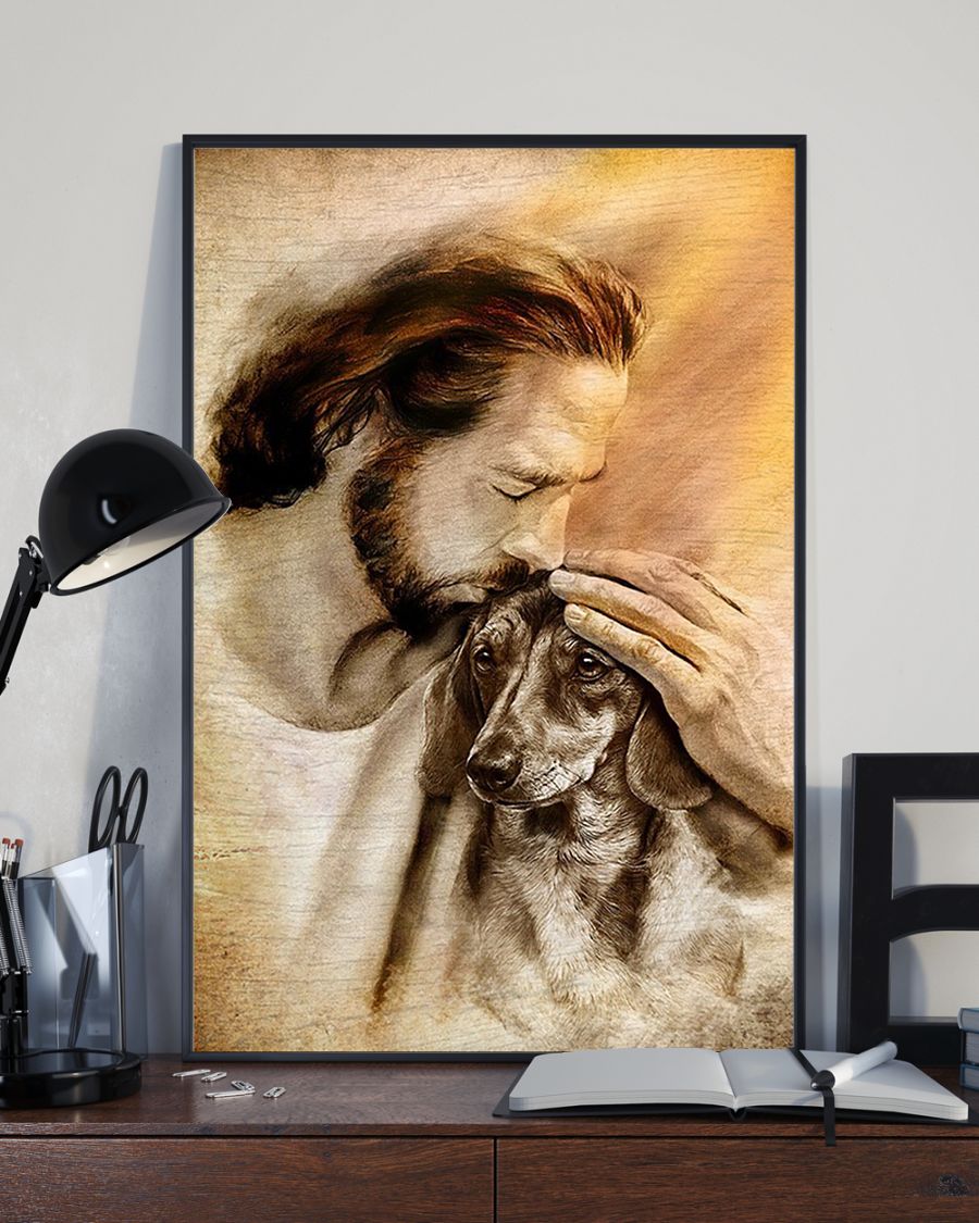 Jesus With Lovely Dachshund Posterx