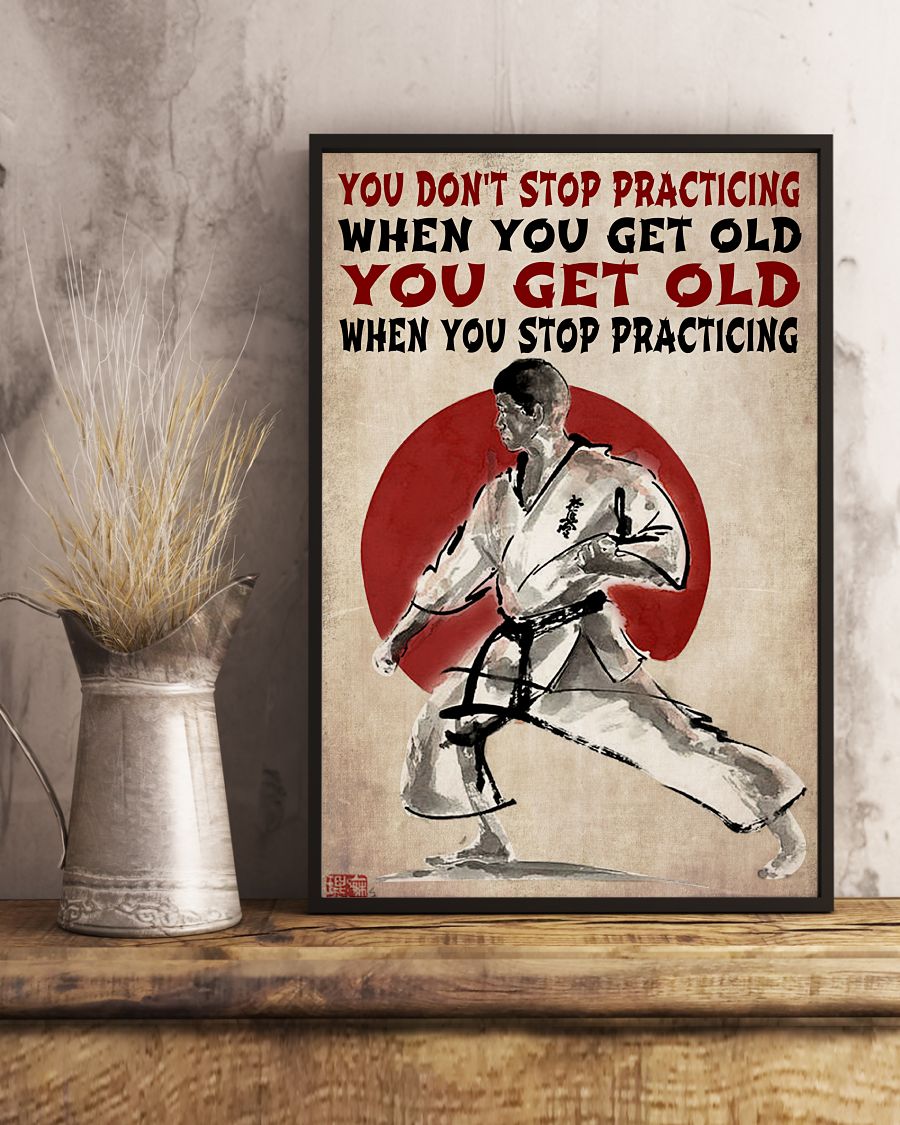 Karate You don't stop practicing when you get old you get old when you stop practicing posterx