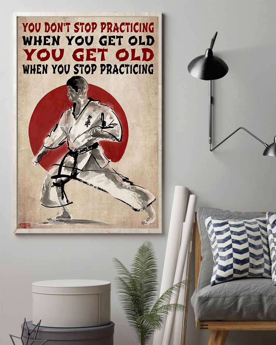 Karate You don't stop practicing when you get old you get old when you stop practicing posterz