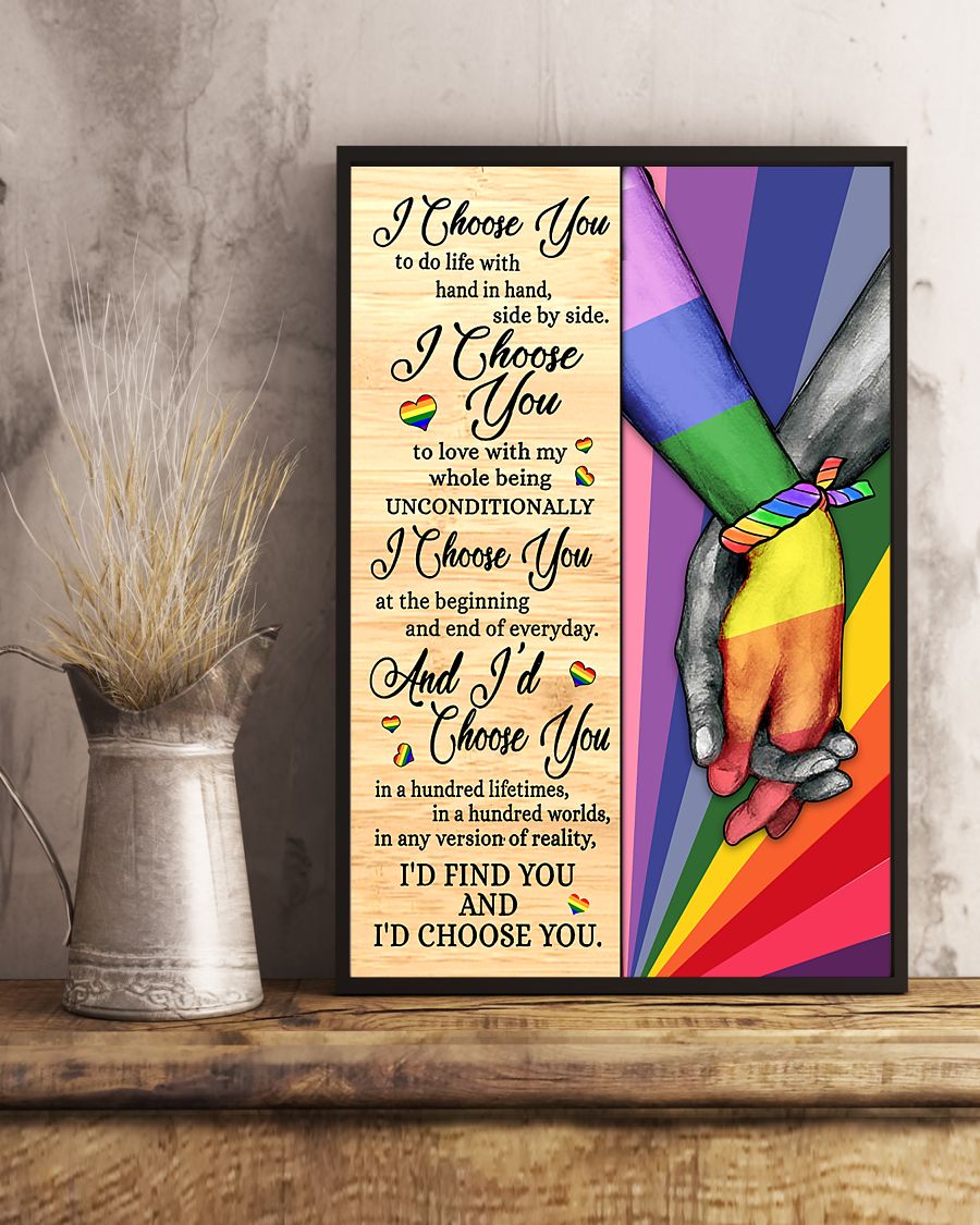 LGBT I choose you to do life with hand in hand side by side poster3
