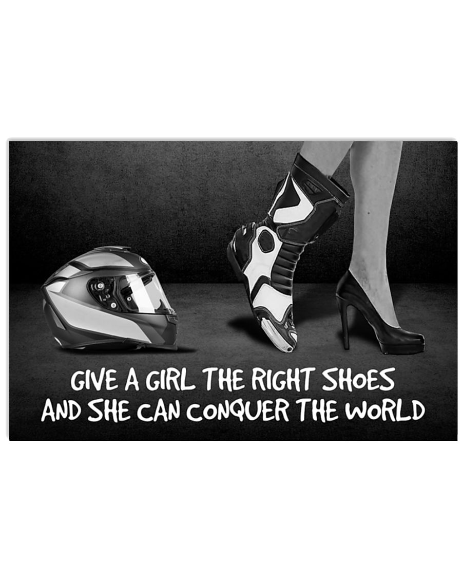 Motorcycling Give A Girl The Right Shoes And She Can Conquer The World Poster