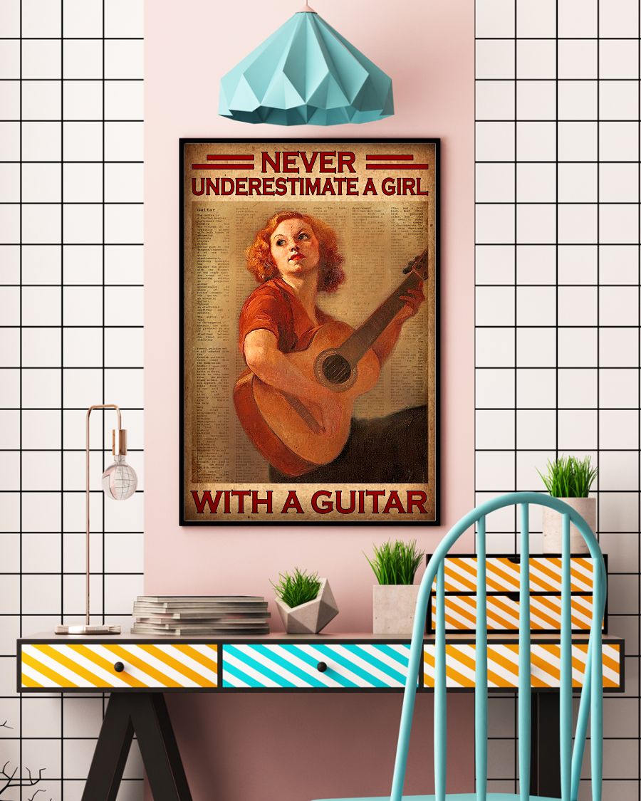 Never underestimate a girl with a guitar posterc