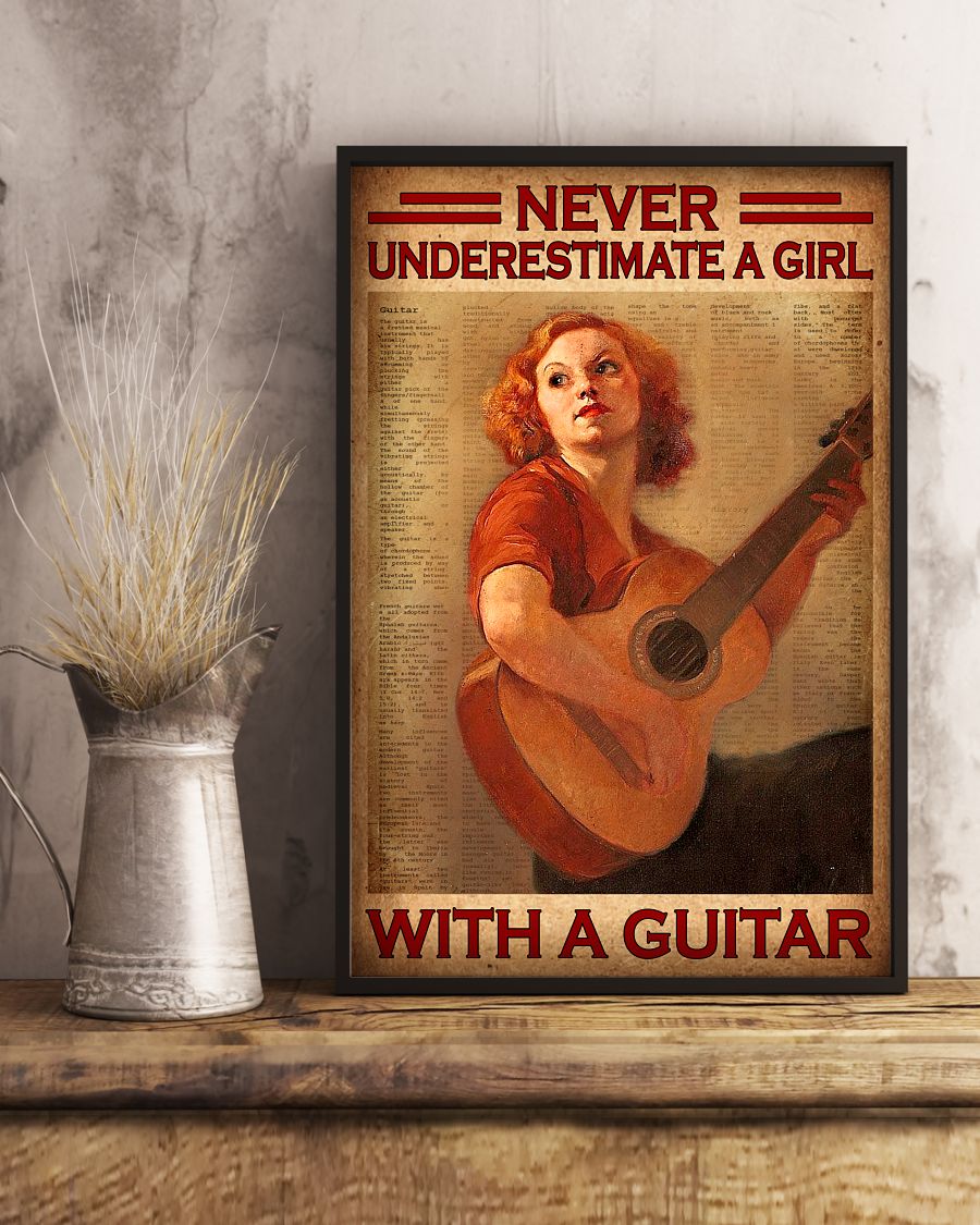 Never underestimate a girl with a guitar posterx