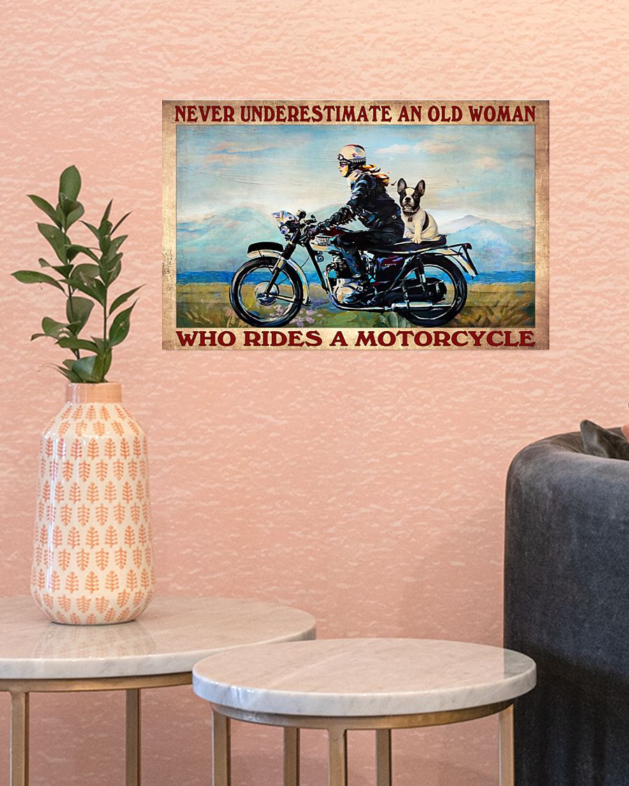Never underestimate an old woman who rides a motorcycle posterv