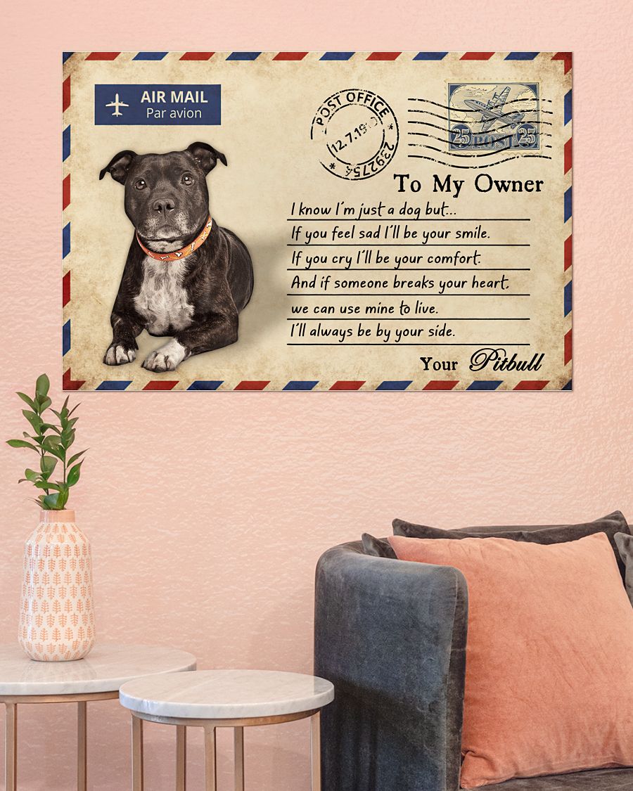 Pitbull Postcards To my owner I know I'm just a dog but If you feel sad I'll be your smile posterz
