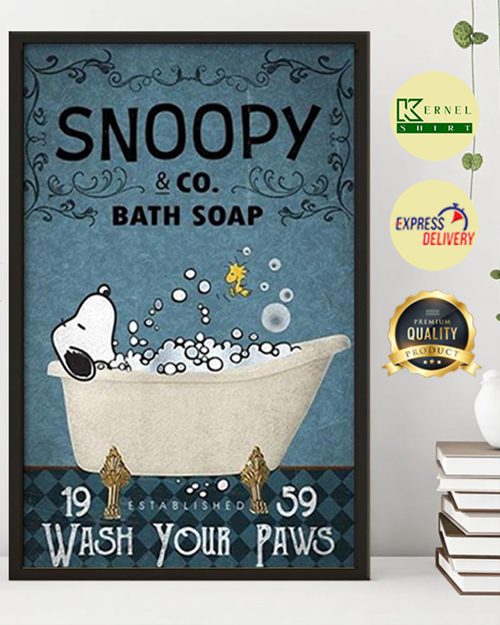 Snoopy & Co. Bath Soap Wash Your Paws Poster