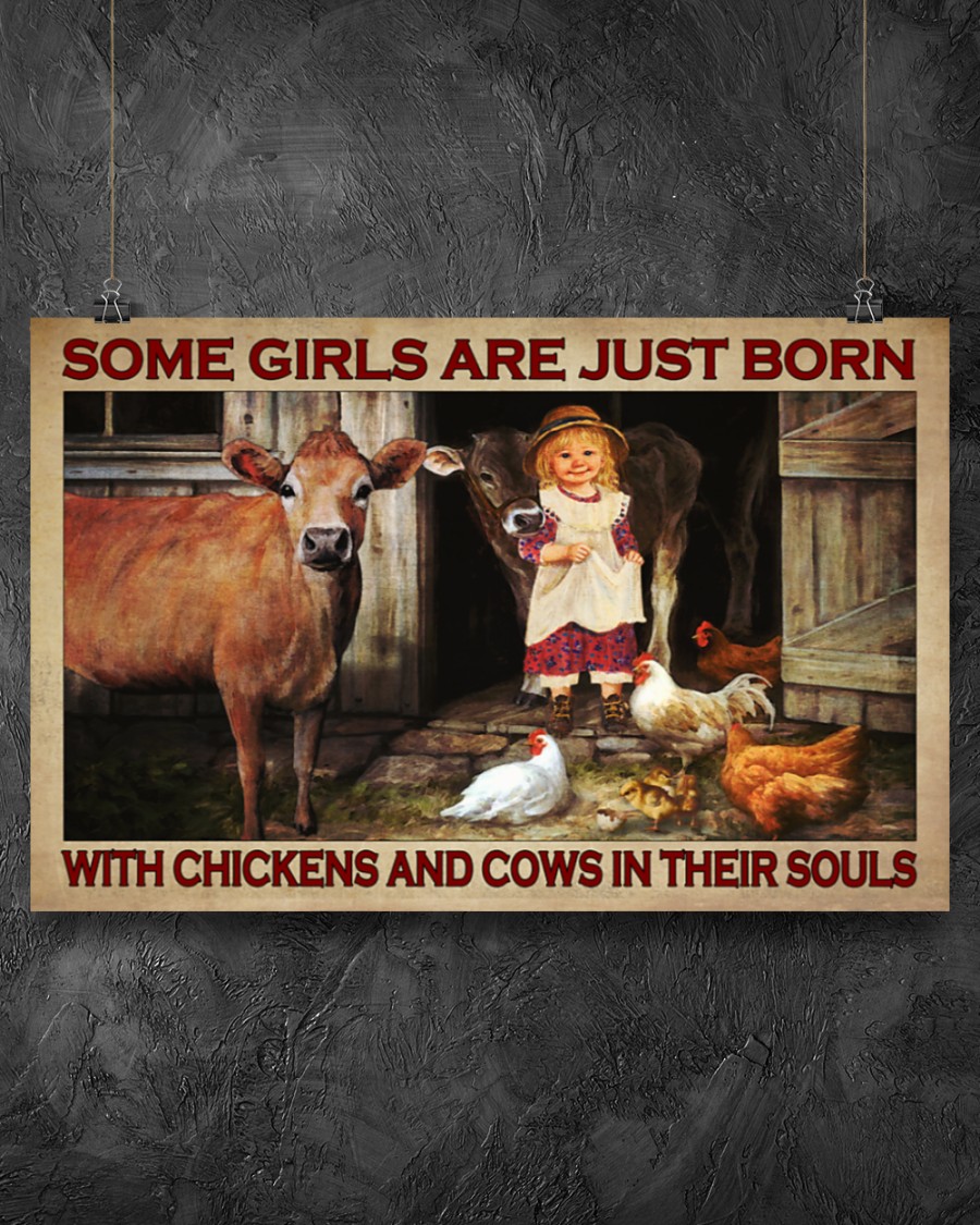 Some girls are just born with chickens and cows in their souls posterx