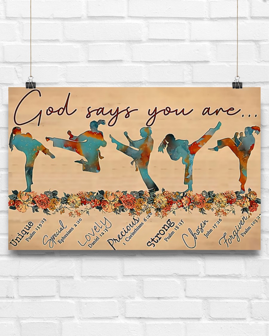 Taekwondo - God Says You Are Unique Special Lovely Precious Strong Posterx