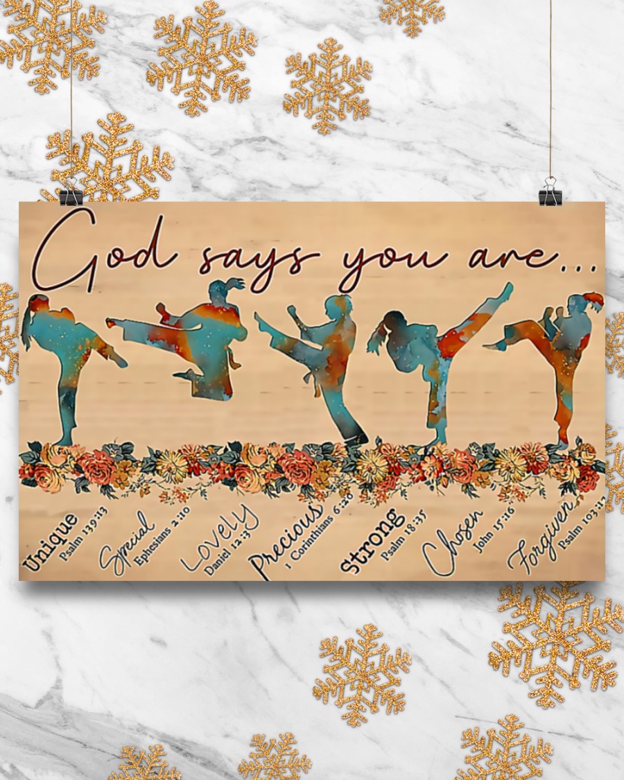 Taekwondo - God Says You Are Unique Special Lovely Precious Strong Posterxx