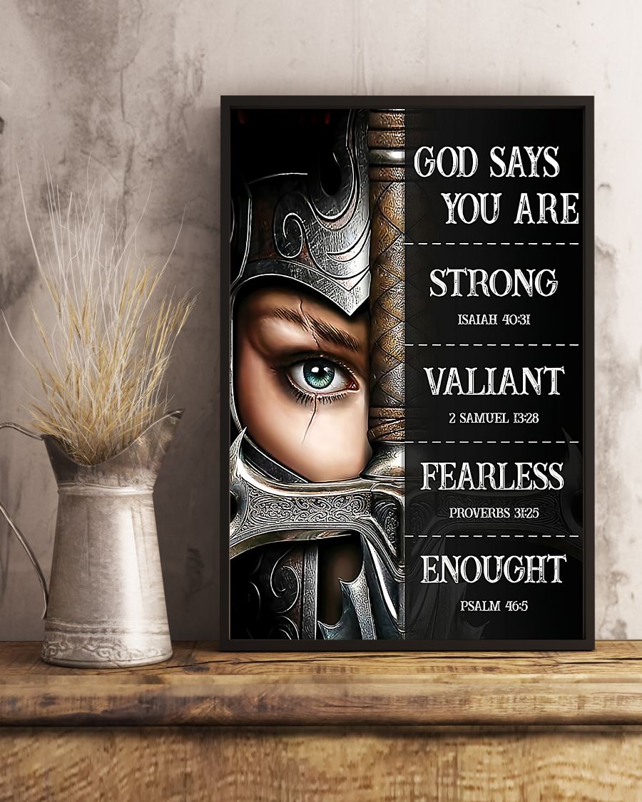 The Woman Warrior God says you are strong valiant fearless enough posterc