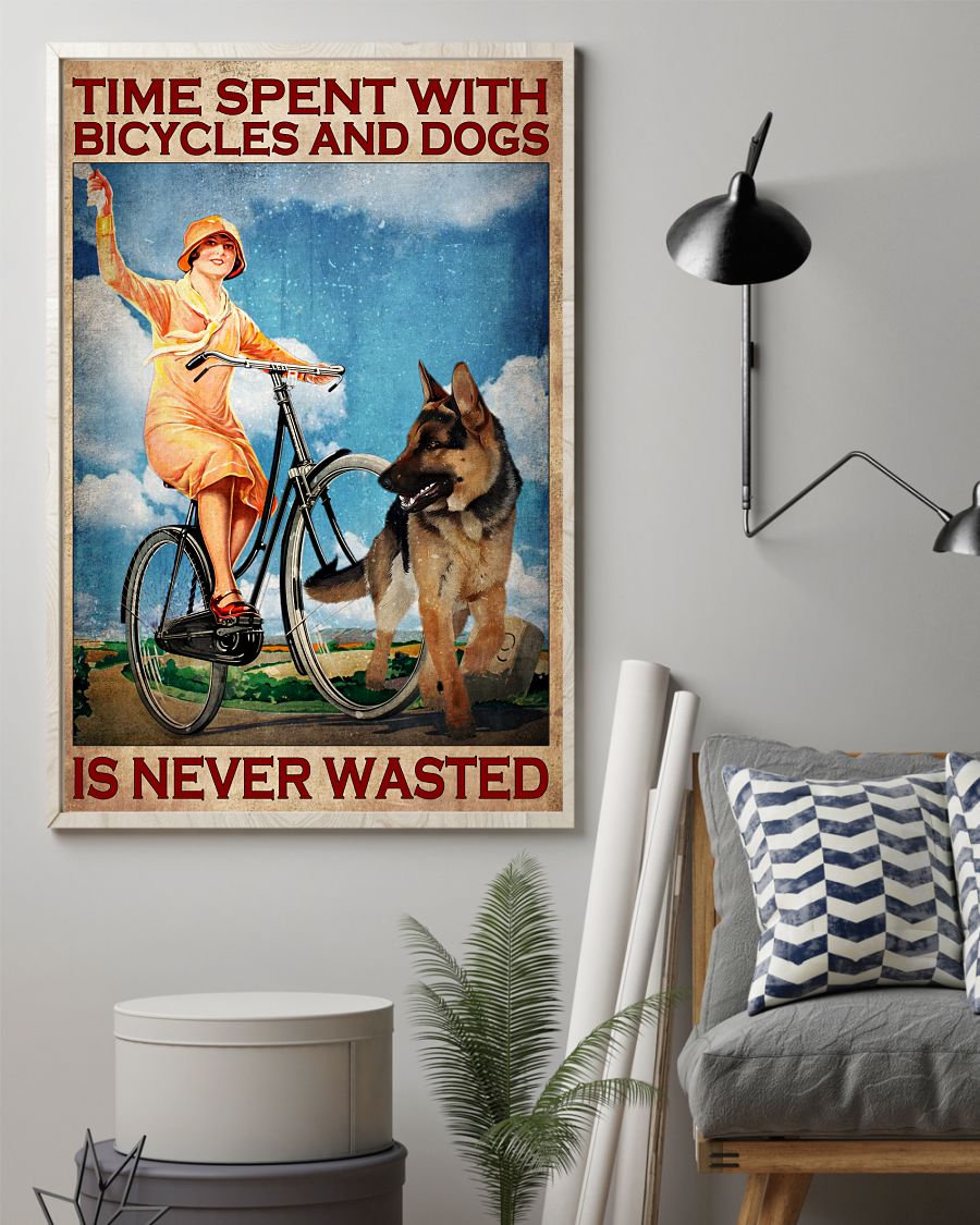 Time spent with bicycles and dogs is never wasted posterz