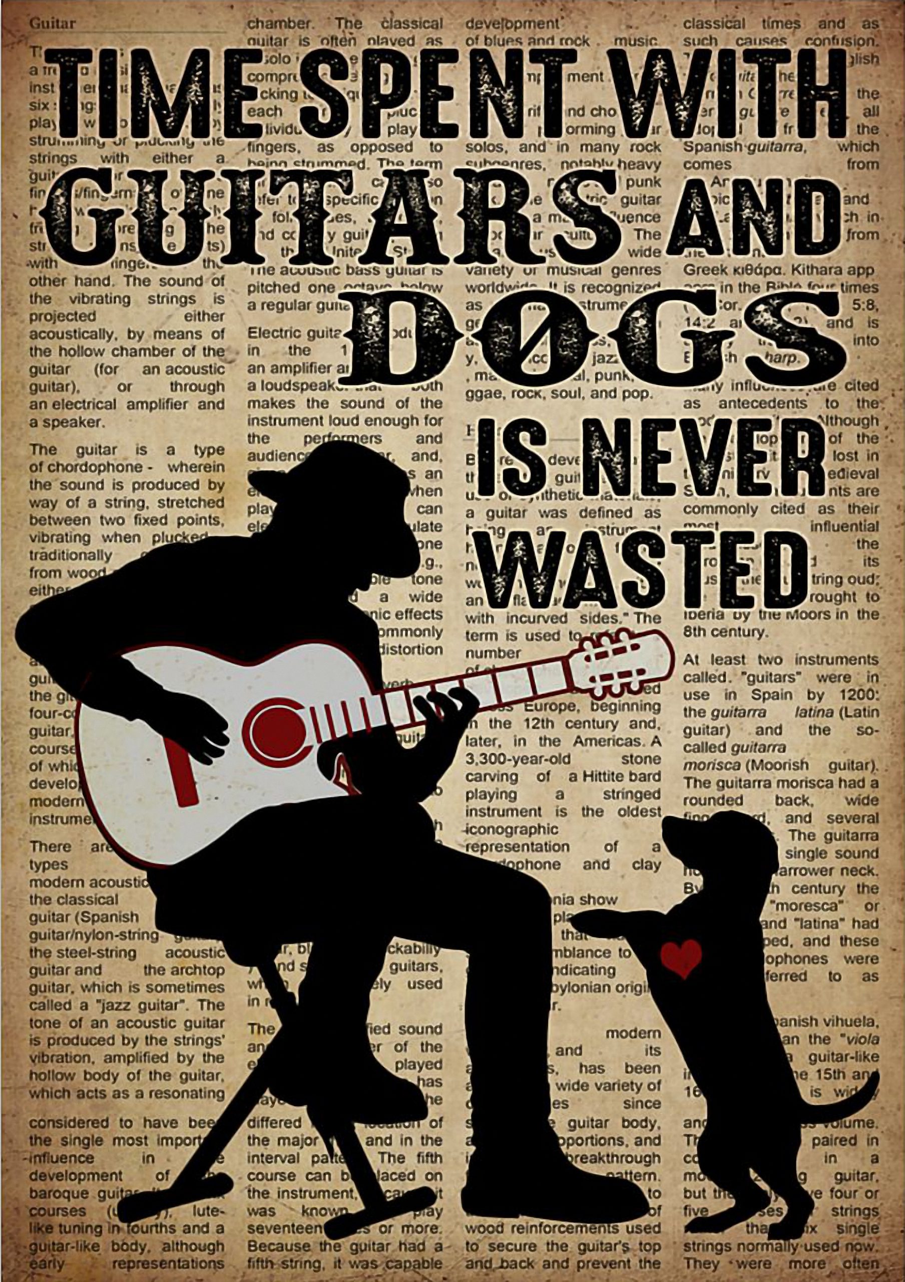 Time spent with guitars and dogs is never wasted postera