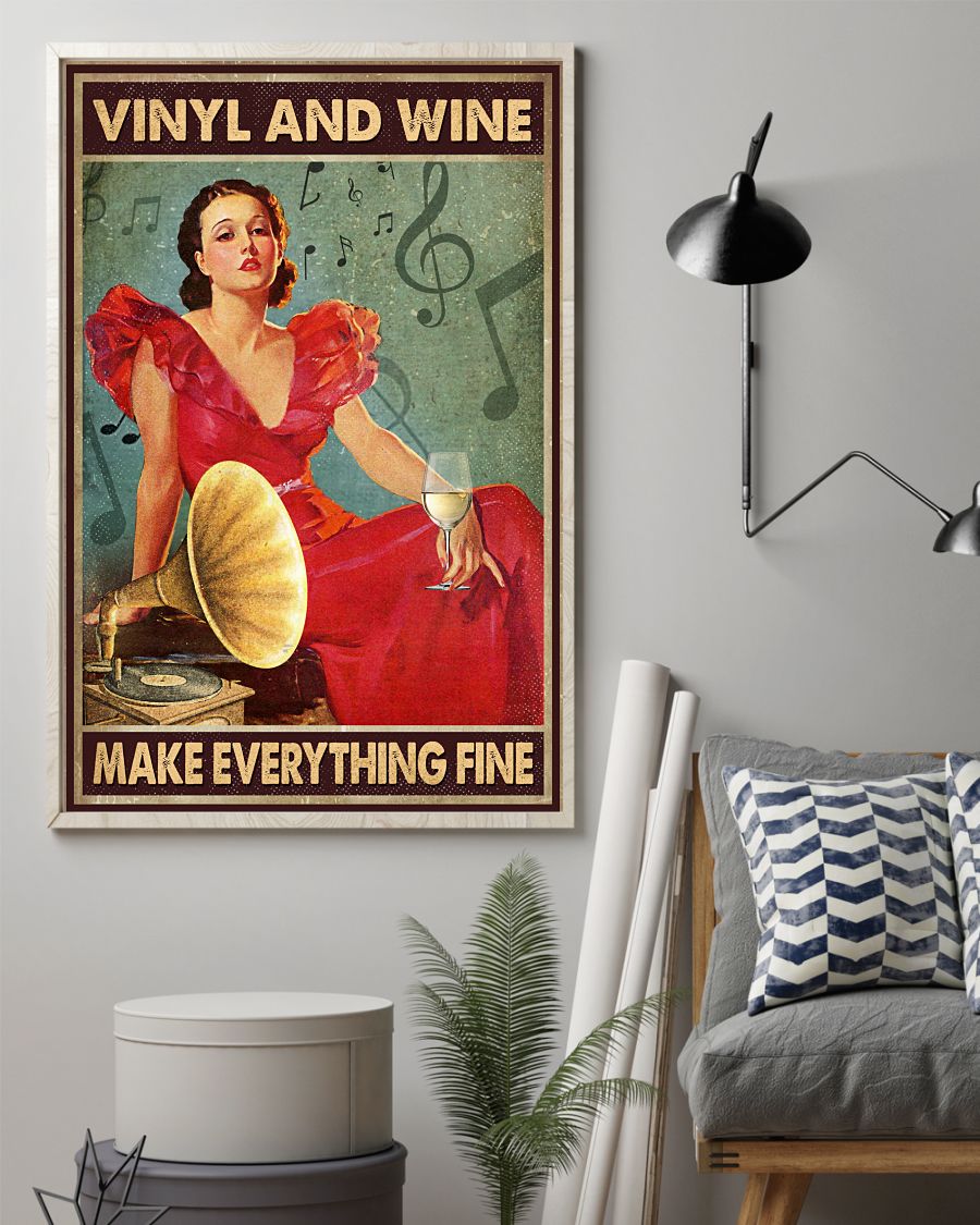 Vinyl And Wine Make Everything Fine Girl Posterz