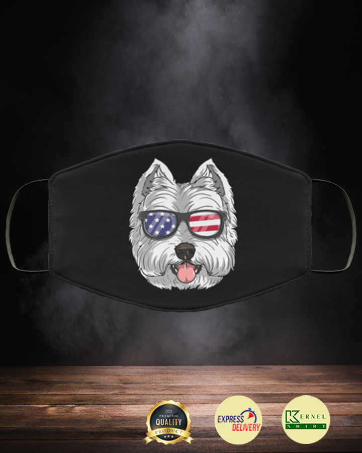 West Highland White Terrier Dog American Flag Face Mask