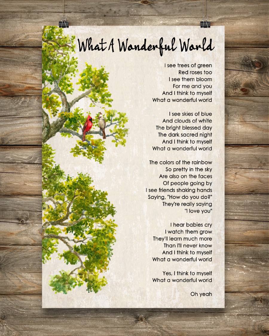 What A Wonderful World Green Tree Posterc