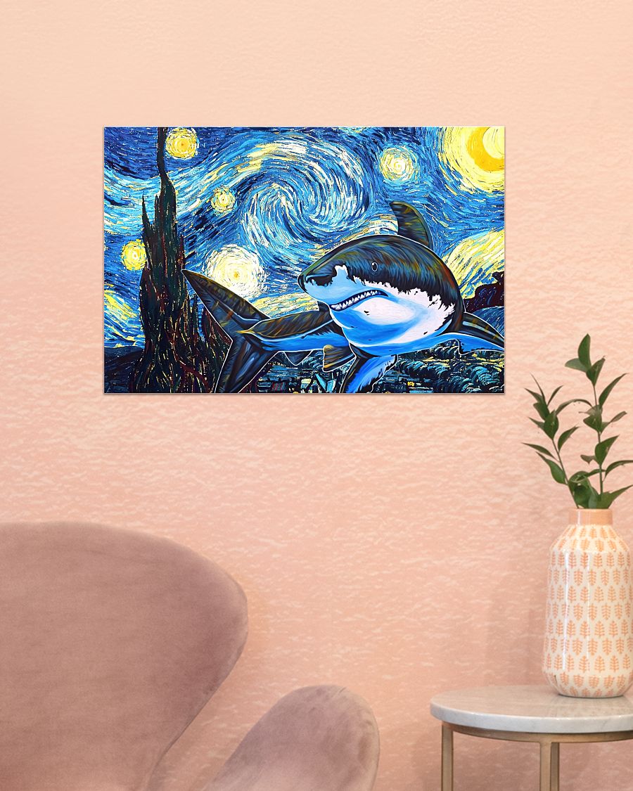 Only For Fan Shark Starry Night Poster