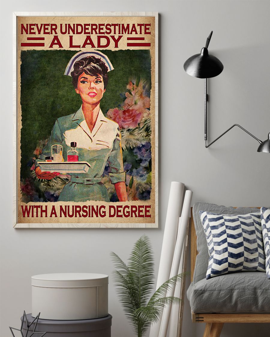 Best Shop Never Underestimate A Lady With A Nursing Degree Poster