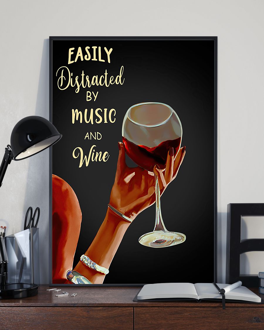 Clothing Easily Distracted By Music And Wine Lady Hand Poster