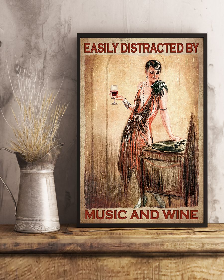 Clothing Easily Distracted By Music And Wine Lady Poster