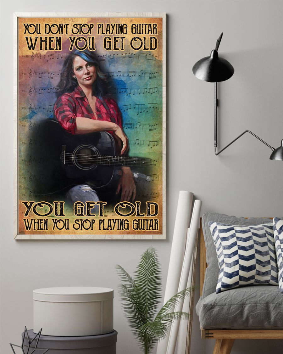 eBay You Get Old When You Stop Playing Guitar Girl Poster