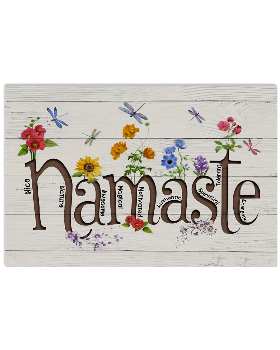 Yoga Namaste Flowers And Dragonflies Poster