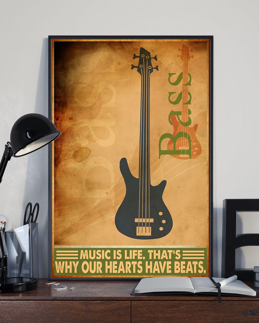 POD Bass Guitar Music Is Life  Why Our Hearts Have Beats Poster
