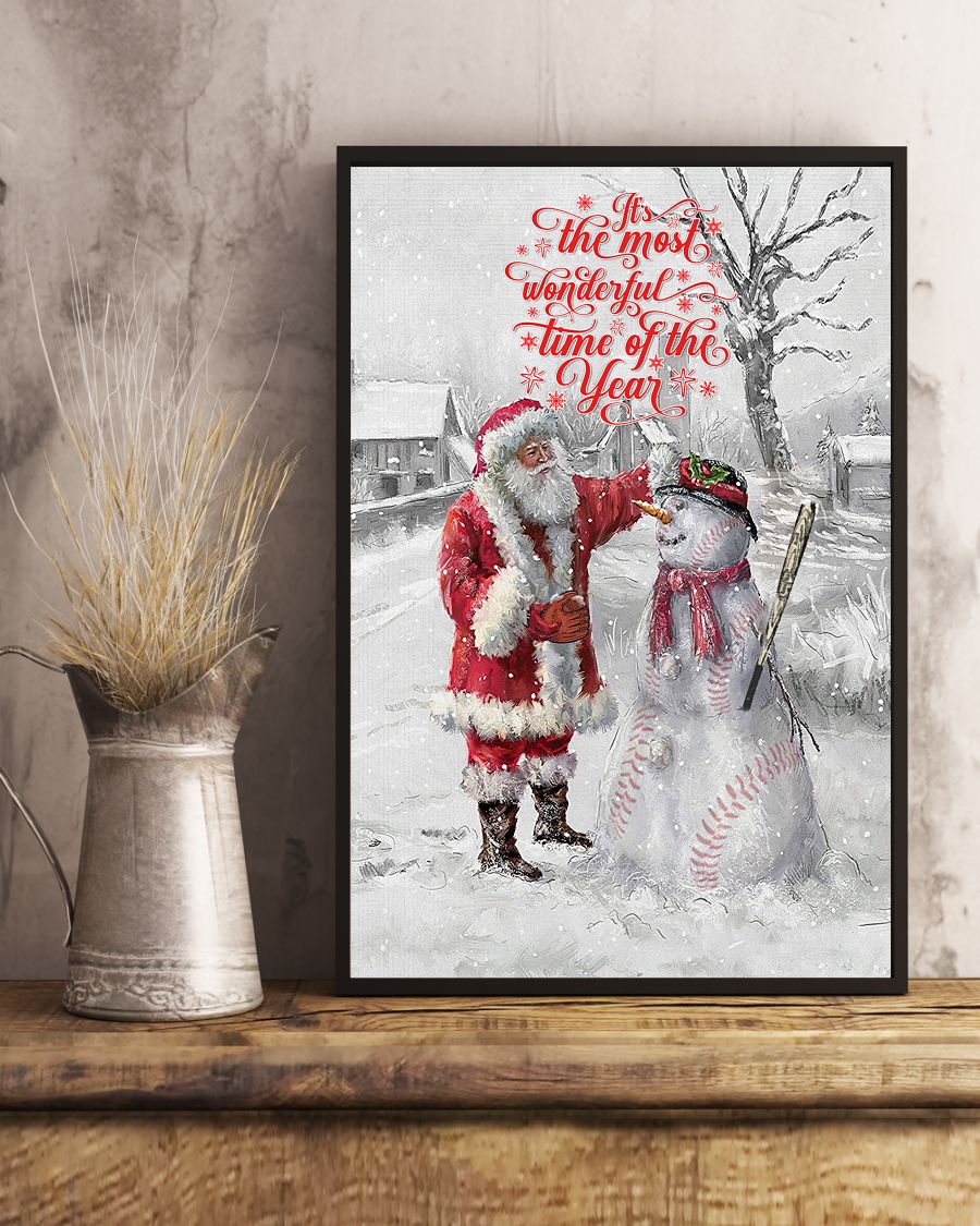 Perfect It's The Most Wonderful Time Of The Year Santa And Snowman Poster