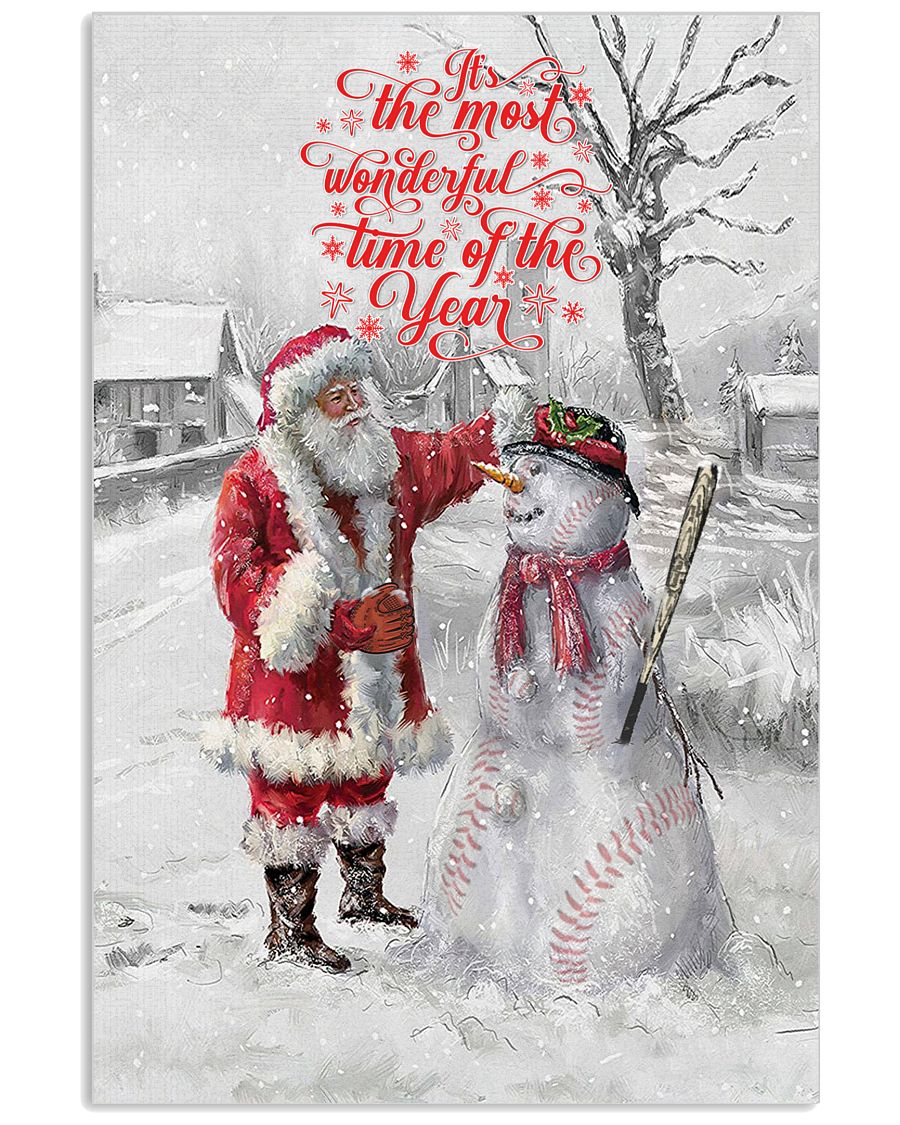 It's The Most Wonderful Time Of The Year Santa And Snowman Poster