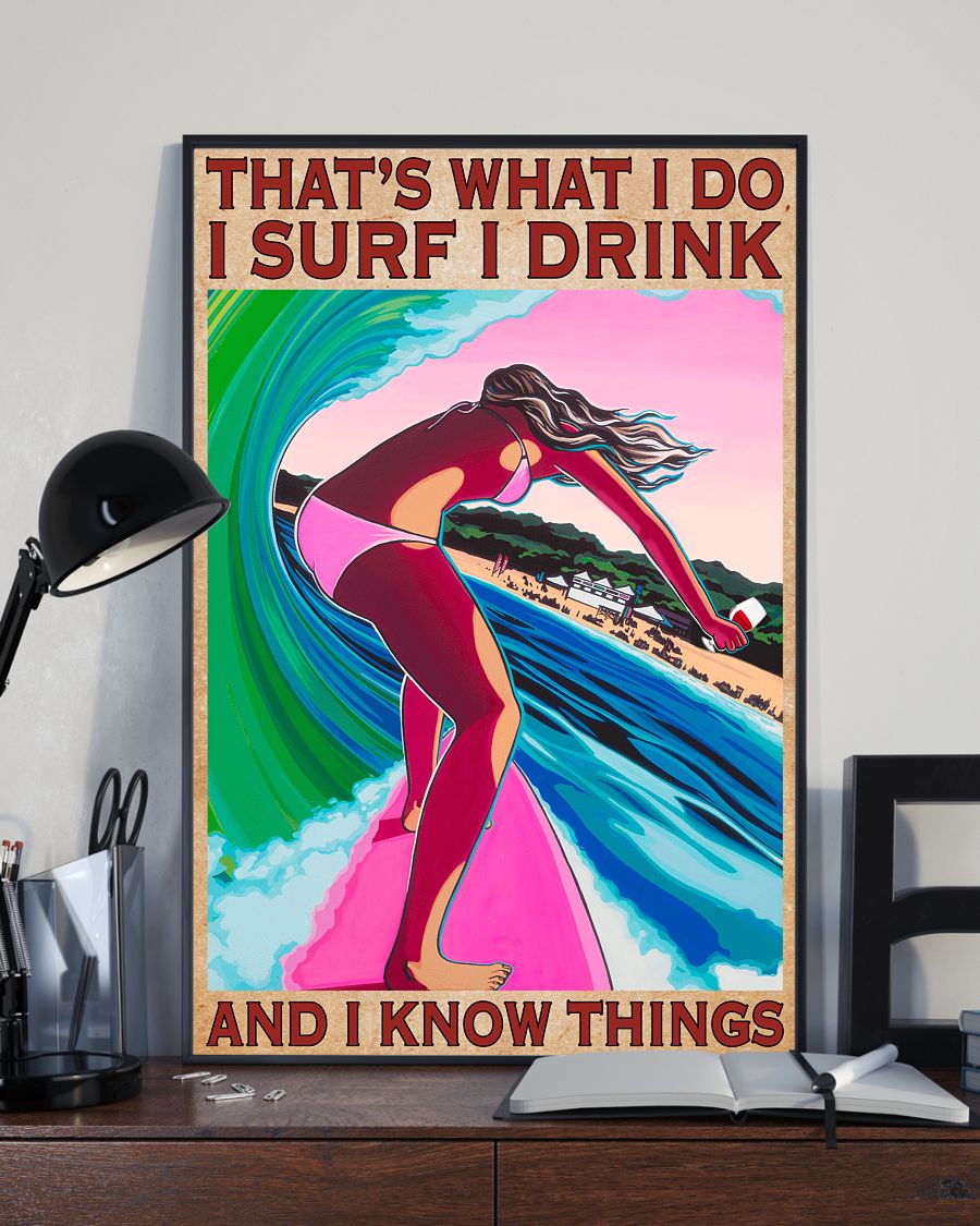  Ships From USA That's What I Do I Surf I Drink And I Know Things Poster